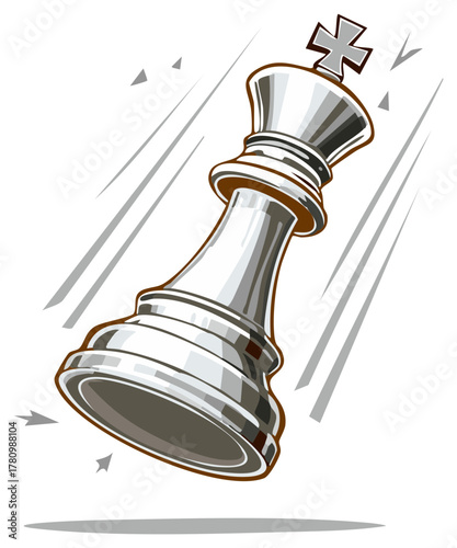 Falling Silver Chess King Illustration with Motion Lines