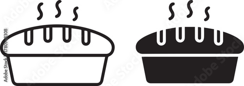 pie icon outline and filled silhouette baked pastry symbol