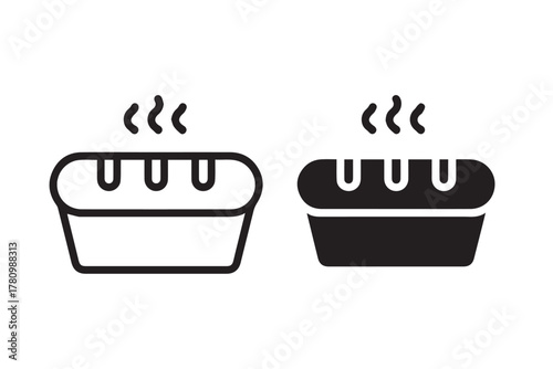 pie vector icon set outline solid steam crust illustration