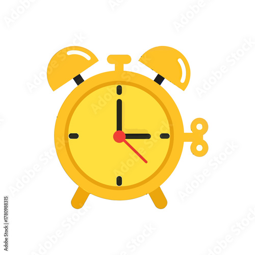 Whimsical yellow alarm clock illustration symbolizing punctuality and reminders in a playful manner