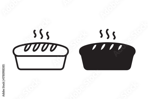 pie bakery icon duo outline and solid monochrome symbol