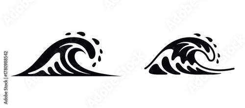 Black and white sea wave vector illustration