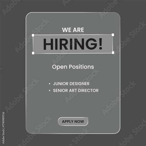 We are hiring. we're hiring creative concept. Hiring creative work. open vacancy design, Hiring social media poster design.	