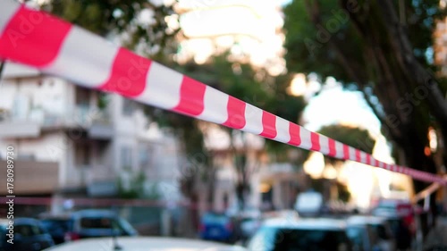 Wallpaper Mural Red and white safety tape marking construction area Torontodigital.ca
