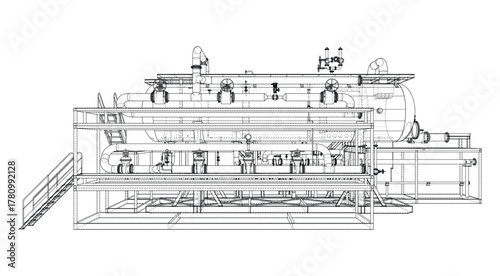 Industrial Equipment Blueprint. Vector