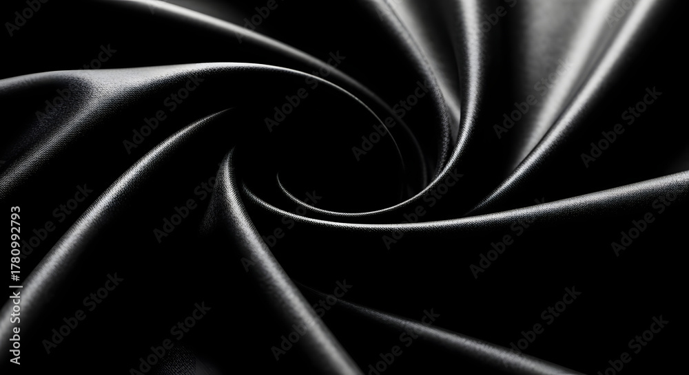 Fototapeta premium Satin black fabric texture background surface detail textile material drapery design concept
