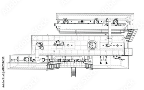 Industrial Equipment Blueprint. Vector