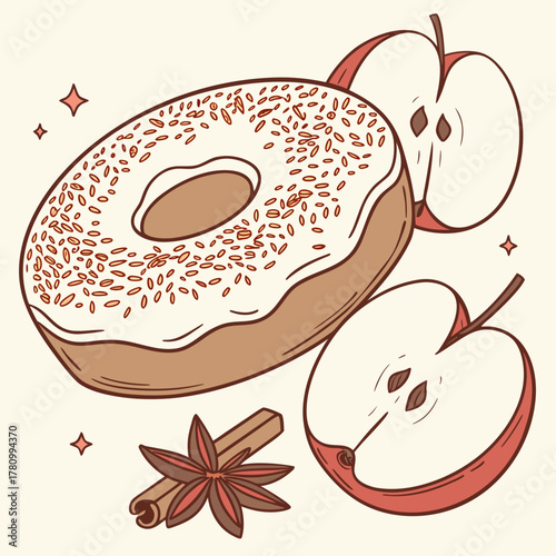 vector illustration of a set of donuts