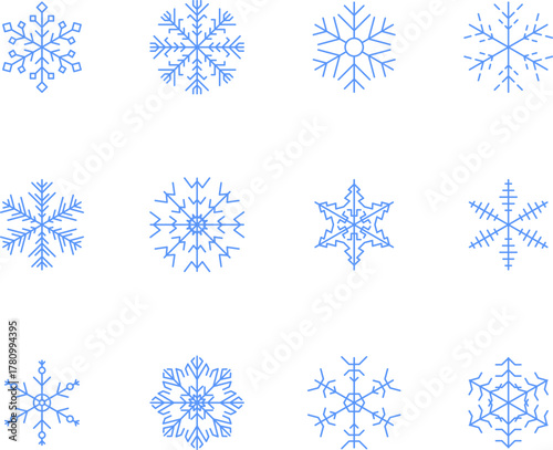 Snowflake snow freeze winter thin line outline icon. Snowflakes thin line icon set. Snowflake Simple illustration