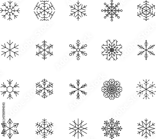 Snowflake snow freeze winter thin line outline icon. Snowflakes thin line icon set. Snowflake Simple illustration