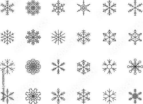 Snowflake snow freeze winter thin line outline icon. Snowflakes thin line icon set. Snowflake Simple illustration