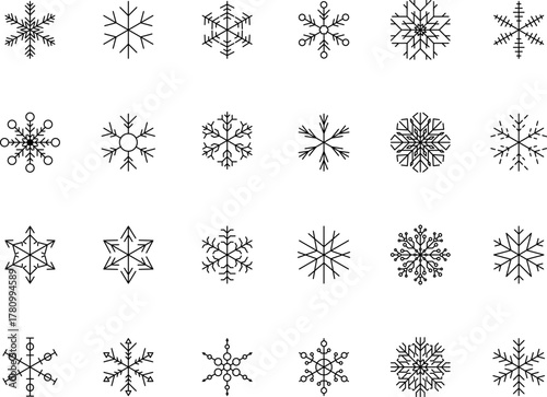 Snowflake snow freeze winter thin line outline icon. Snowflakes thin line icon set. Snowflake Simple illustration