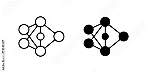 connection-network-structure Minimalist black icon set representing a connected network structure with multiple nodes, symbolizing technology, communication, or data connection.