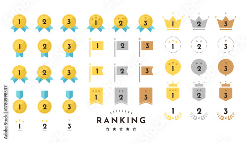 ランキングアイコン ベスト3 シンプル ベクター素材