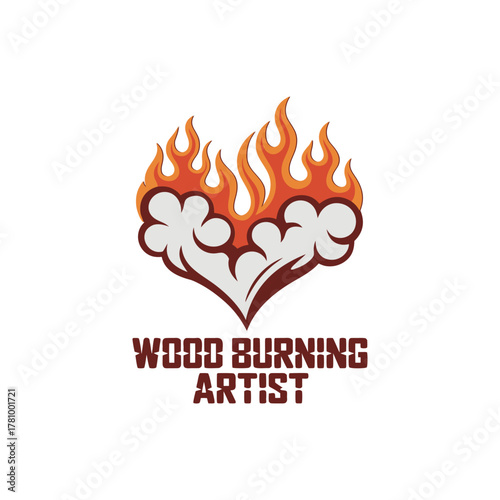 Heart Flame Wood Burning Artist T-Shirt | Pyro Love Logo Te
