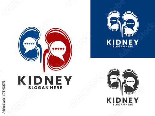 Kidney consultation logo design vector template. Health consult logo design icon