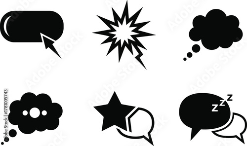 Vector collection of speech, thought, sound effect bubble icons