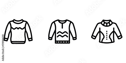knitwear outline or line icon design bundle.