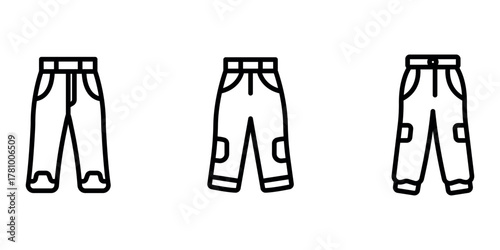 snow-pant outline or line icon design bundle.