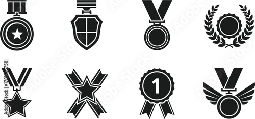 Award and medal icon collection for achievement and recognition
