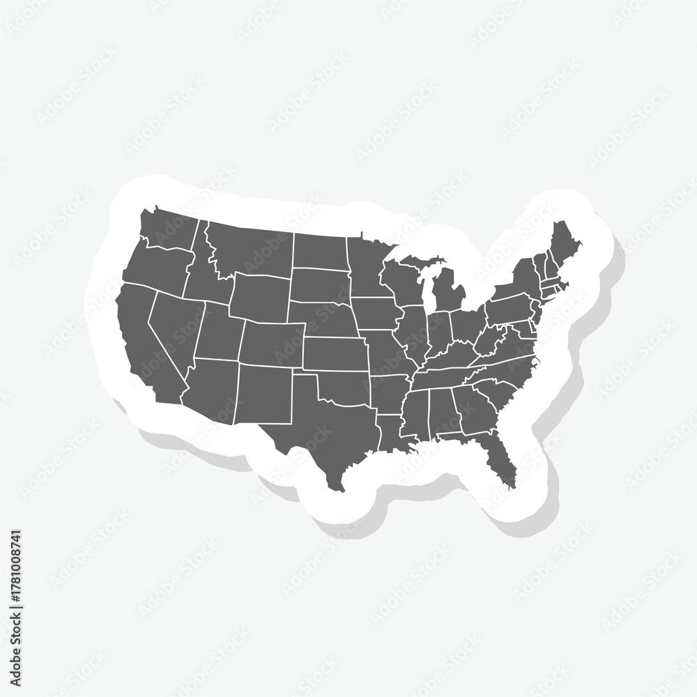 Obraz premium USA map icon sticker isolated on gray background