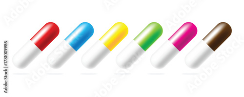 Six colorful capsules