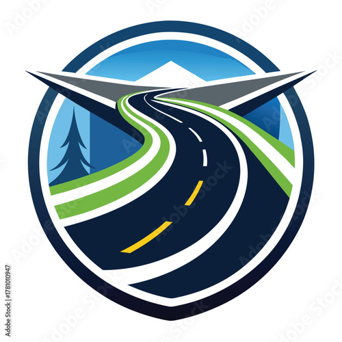 Abstract geometric road or path design with vibrant color elements and clean lines