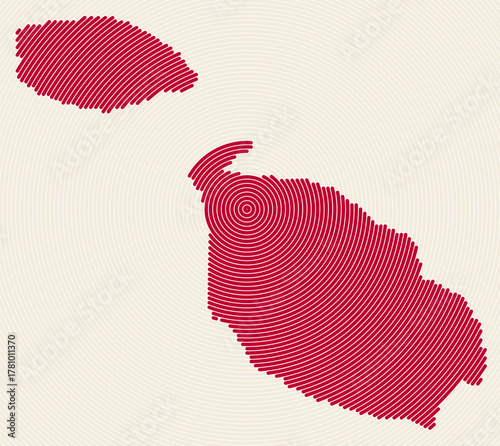 Malta shape rings. Country map formed by stacked circles. Malta boundary shape design. Stylish vector illustration.