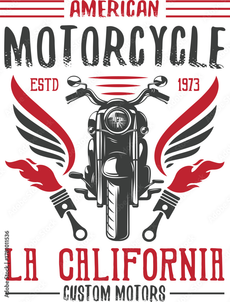 Naklejka premium American motorcycle t-shirt design