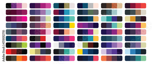 Collection of color palettes with various shades and hues