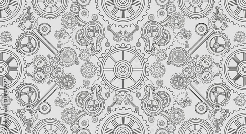 Intricate Steampunk Gears A Detailed Vector Pattern for Mechanical and Industrial Designs