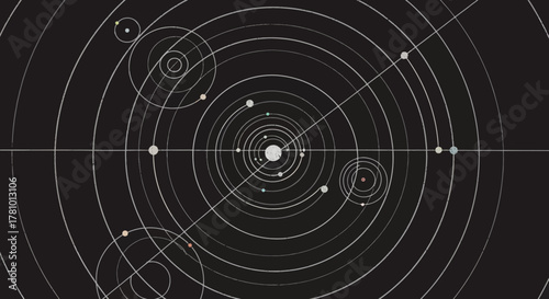 Celestial Orbit A Minimalist Illustration of Planetary Motion and Cosmic Structure