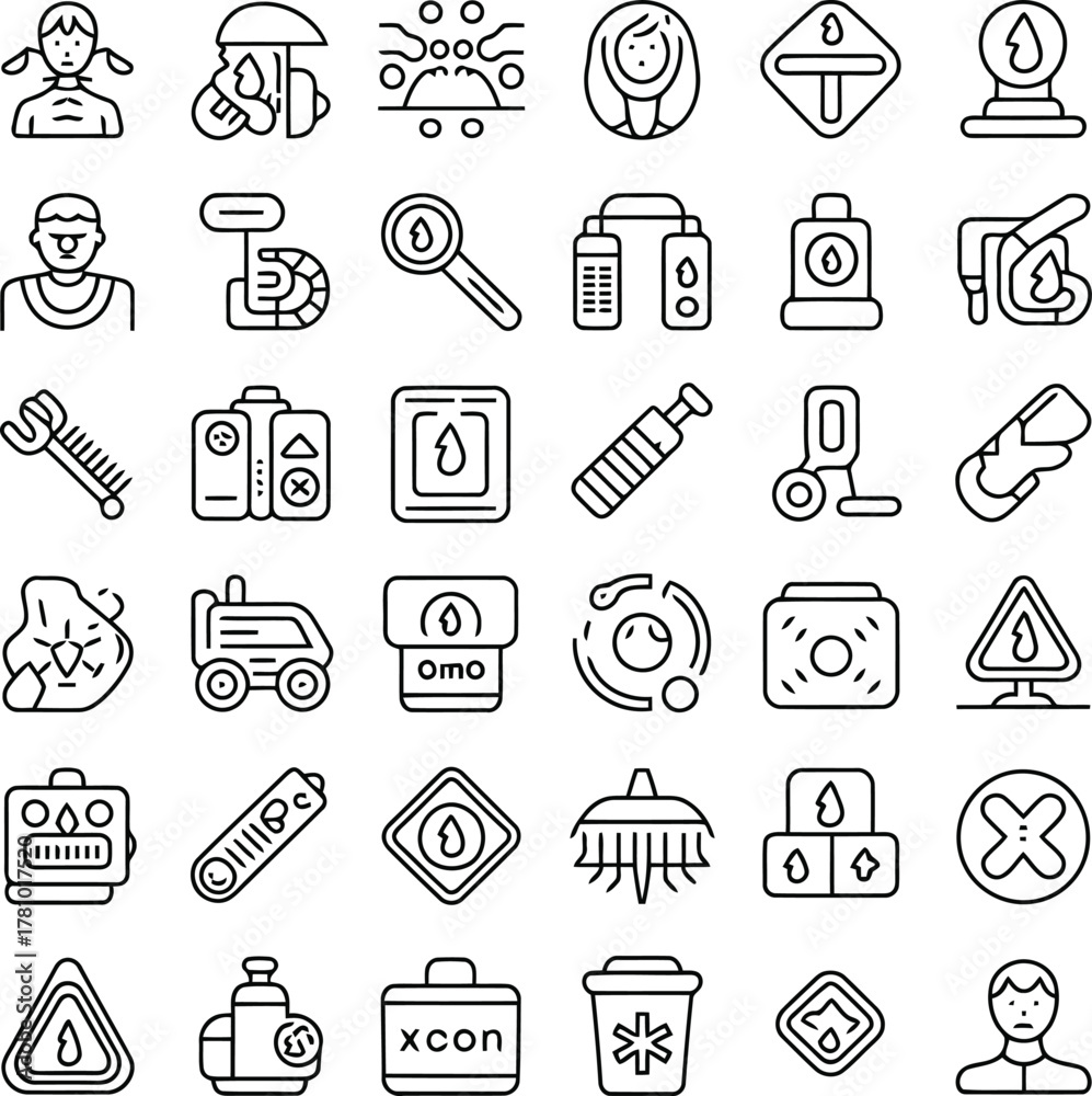 Fototapeta premium Icons related to health, hygiene, and environmental care