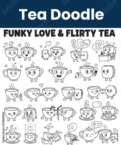 Funky Love & Flirty Hot Beverage Doodles | Hand-Drawn Romantic Drink Illustrations