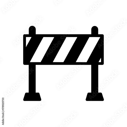 Striped construction barrier icon for road safety and warning.