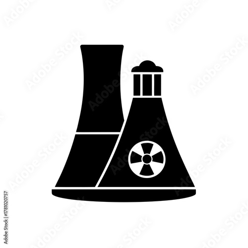 Nuclear power plant icon for energy and environmental concepts