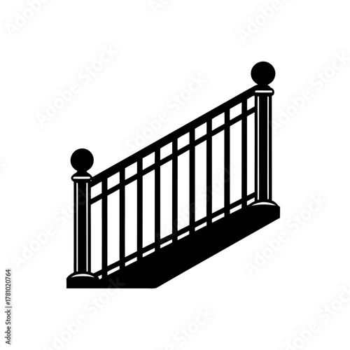 Elegant stair railing silhouette for architectural interior design
