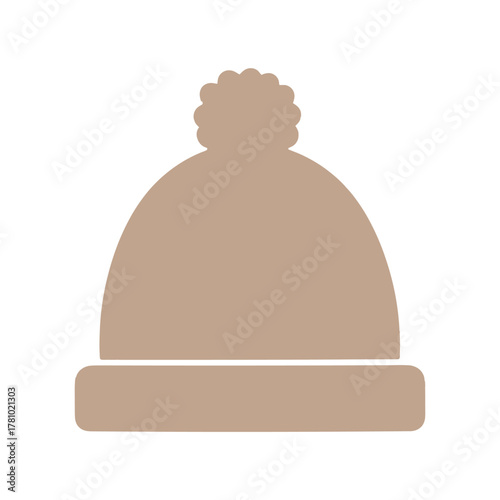 Simple silhouette of a warm beanie hat with a pom pom on top