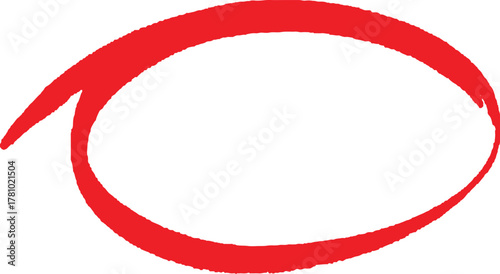 Abstract red circular brush stroke design with marker texture. Hand drawn red circle frame with bold marker brush stroke effect. 