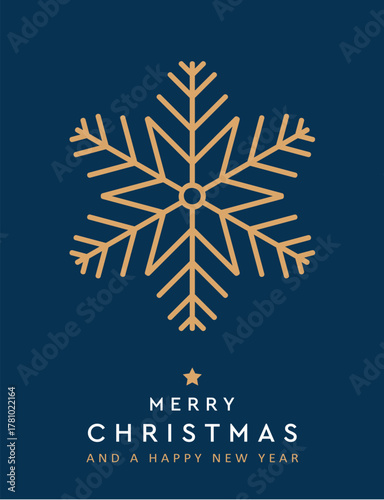 minimalistic christmas greeting card with snowflake vector illustration