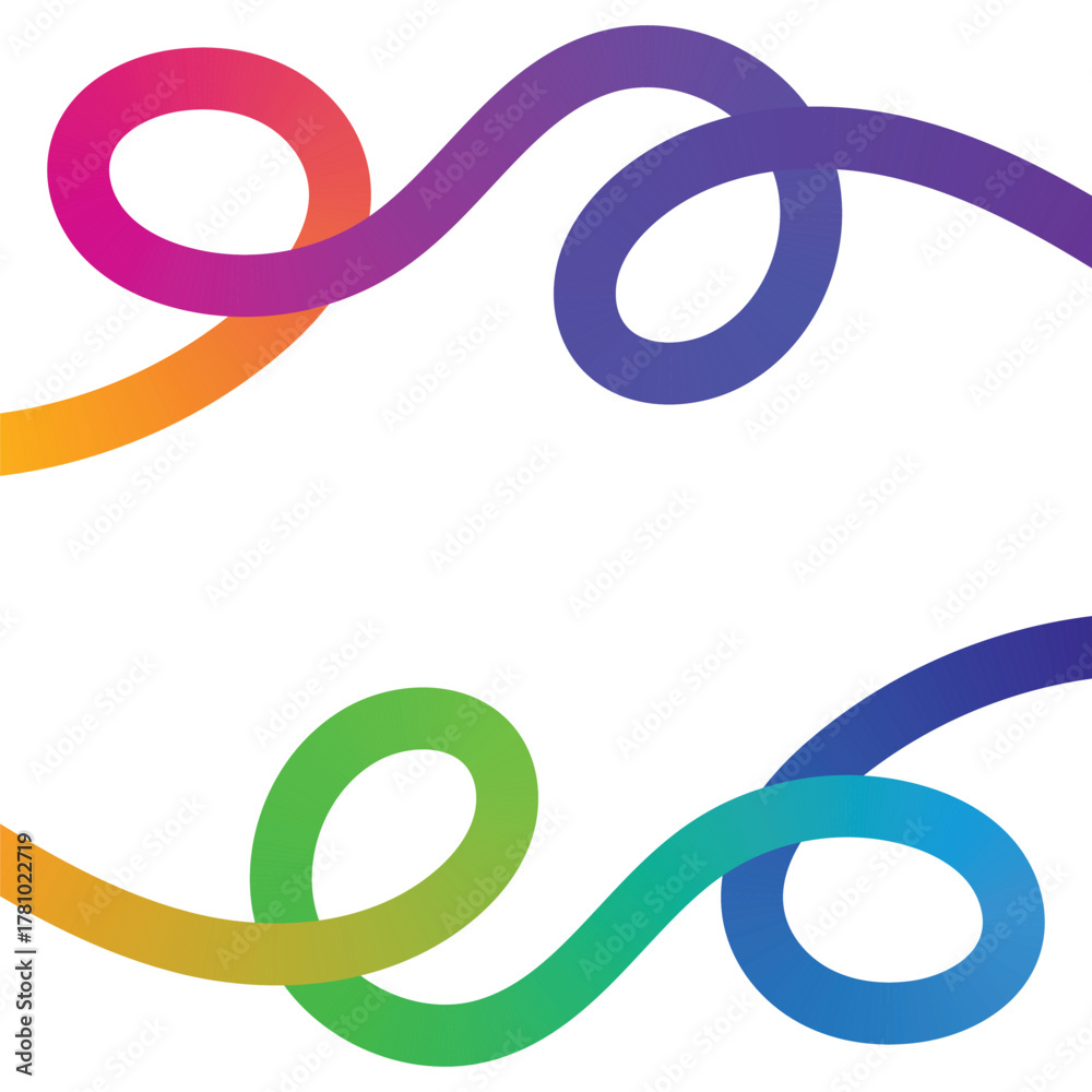 Obraz premium Abstract colorful gradient ribbon swirls on a white background forming a symmetrical design element