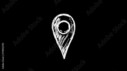 Bouncing location marker, hand drawn doodle icon 