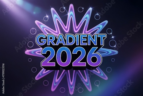 Elegant gradient 2026 graphic with vibrant purple and blue hues for a modern futuristic design, perfect for innovative branding and technology projects