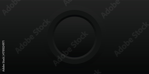 Minimalist dark circular button with subtle 3D neumorphic design.