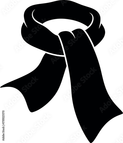 Black scarf silhouette isolated on white background