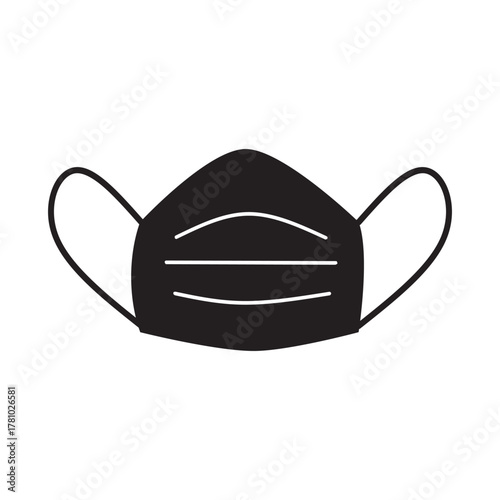 Black face mask icon design illustration health safety medical protection from viruses germs and bacteria graphic art