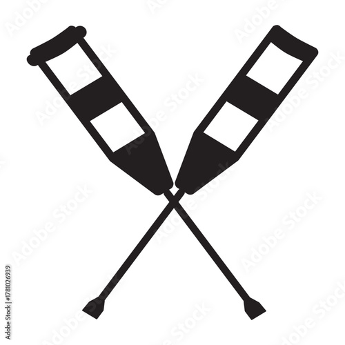 Crutches Crossing Mobility Aid Symbol Injury Recovery Assistive Device Medical Equipment Icon Healthcare Support Black