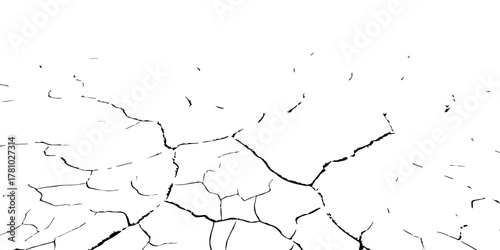 Black and white cracked earth texture showing dry, parched soil surface. Abstract natural background representing drought, climate change, and land degradation. Ideal for design and texture projects.