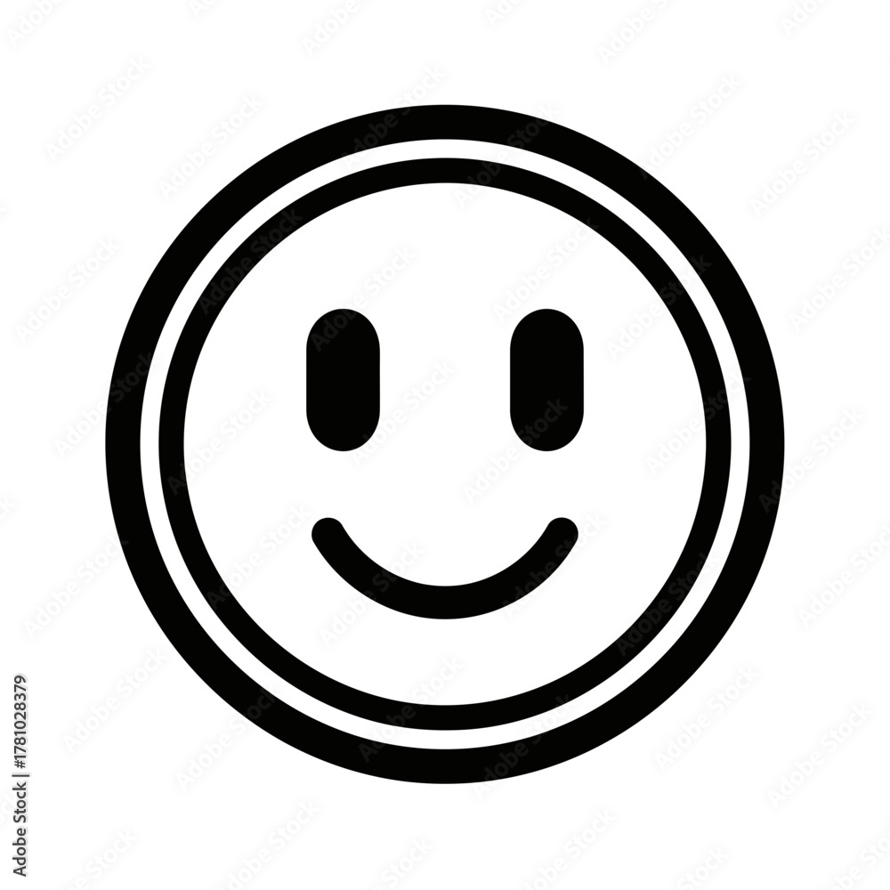Fototapeta premium Simple Smiley Face Icon | Minimal Happy Emoji Outline