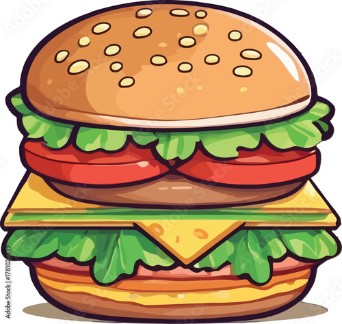 Delicious hamburger sandwich on white background